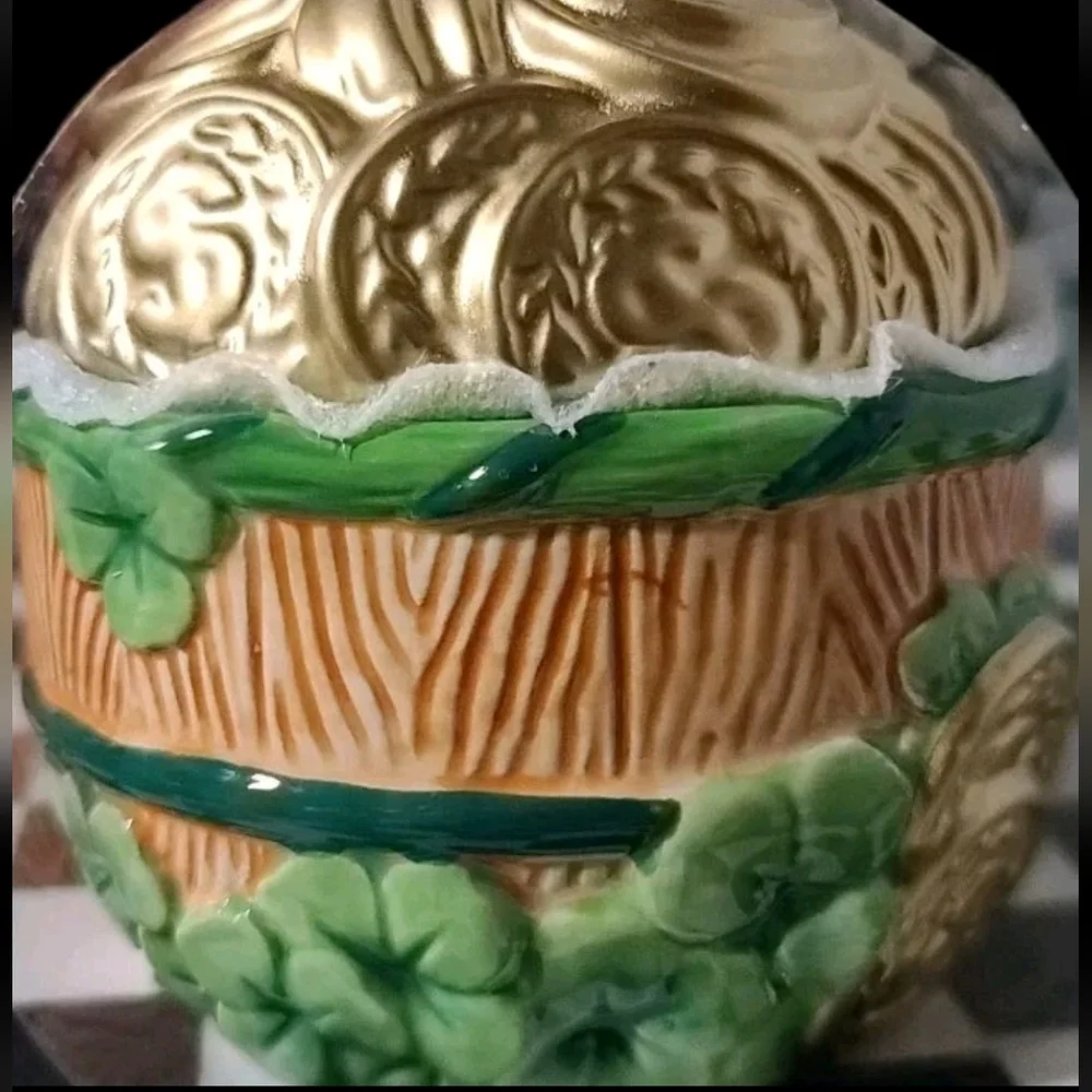 3pc St Patrick's Day Lucky Shamrock Leprechaun Pot O' Gold Teapot Sugar Creamer
